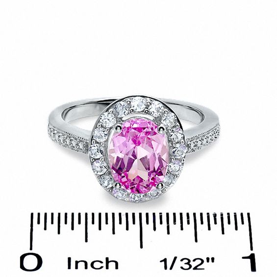 Oval Lab-Created Pink and White Sapphire Pendant and Ring Set in Sterling Silver