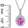 Thumbnail Image 4 of Oval Lab-Created Pink and White Sapphire Pendant and Ring Set in Sterling Silver