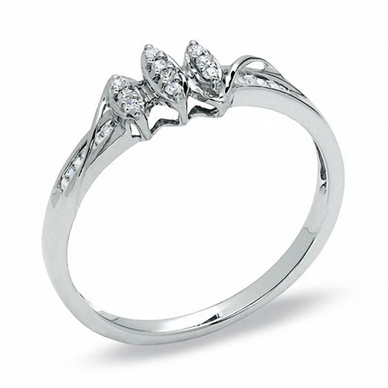 1/15 CT. T.w. Diamond Marquise Cluster Promise Ring in 10K White Gold