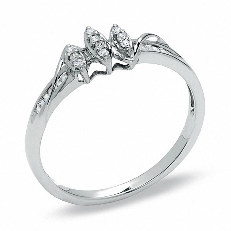 1/15 CT. T.W. Diamond Marquise Cluster Promise Ring in 10K White Gold