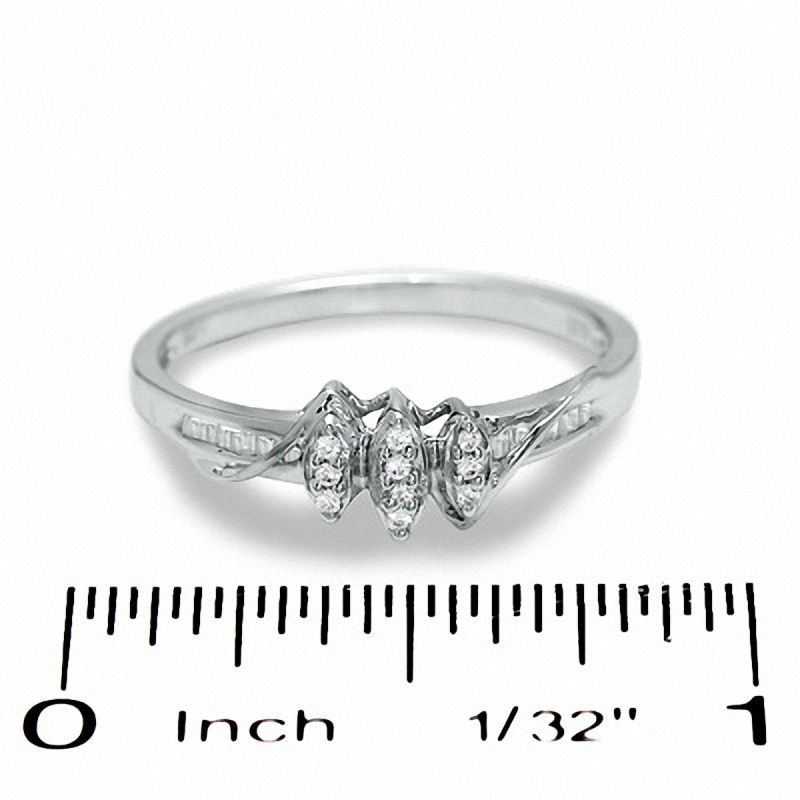 Main Image 3 of 1/15 CT. T.W. Diamond Marquise Cluster Promise Ring in 10K White Gold