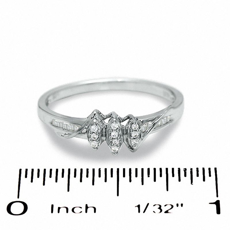 1/15 CT. T.W. Diamond Marquise Cluster Promise Ring in 10K White Gold