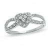 Thumbnail Image 0 of 1/6 CT. T.W. Diamond Heart Split Shank Promise Ring in 10K White Gold