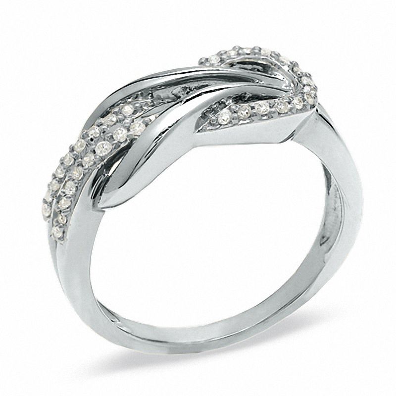 Main Image 2 of 1/6 CT. T.W. Diamond Knot Band in Sterling Silver