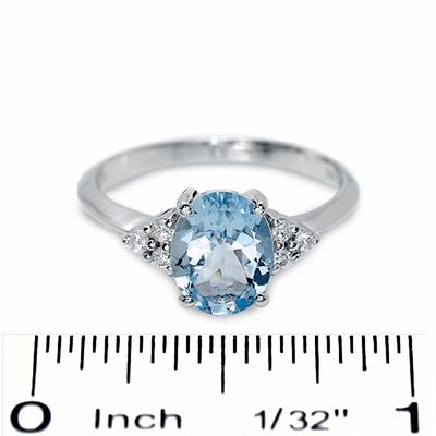 Oval Aquamarine And Diamond Ring In 10k White Gold Aquamarine March Birthstone Birthstones Collections Zales