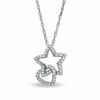 Thumbnail Image 1 of 1/5 CT. T.W. Diamond Heart and Star Pendant in Sterling Silver