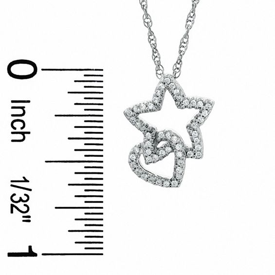 1/5 CT. T.w. Diamond Heart and Star Pendant in Sterling Silver