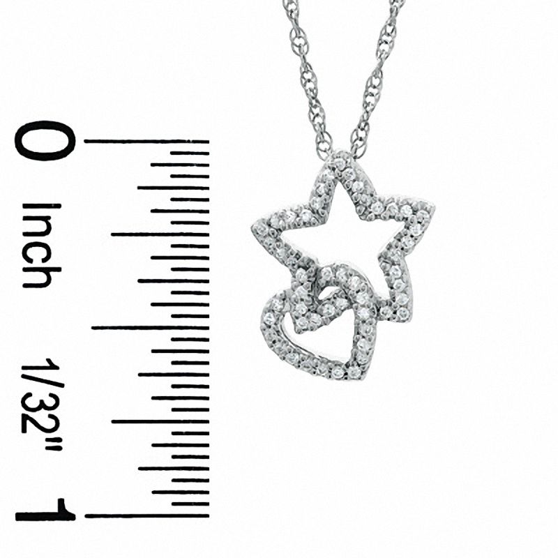 1/5 CT. T.W. Diamond Heart and Star Pendant in Sterling Silver