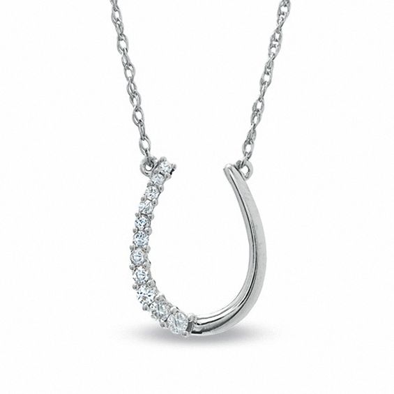 1/6 CT. T.W. Diamond Horseshoe Necklace in Sterling Silver | Diamond ...