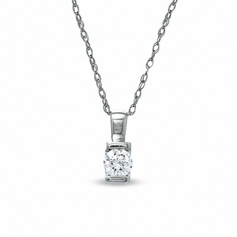 Diamond Accent Solitaire Pendant in 10K White Gold Diamond Necklaces Necklaces Zales