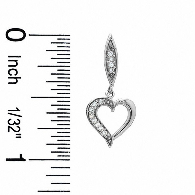 Main Image 2 of Diamond Accent Heart Dangle Earrings in 10K White Gold