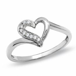 1/20 CT. T.W. Diamond Heart Outline Ring in 10K White Gold