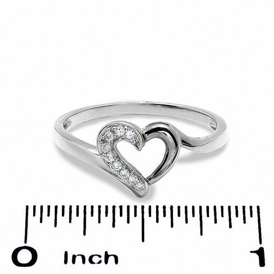 1/20 CT. T.w. Diamond Heart Outline Ring in 10K White Gold