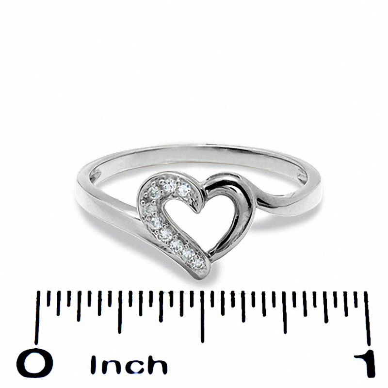 Main Image 2 of 1/20 CT. T.W. Diamond Heart Outline Ring in 10K White Gold