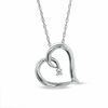 Thumbnail Image 1 of 1/20 CT. Diamond Solitaire Tilted Heart Pendant in Sterling Silver