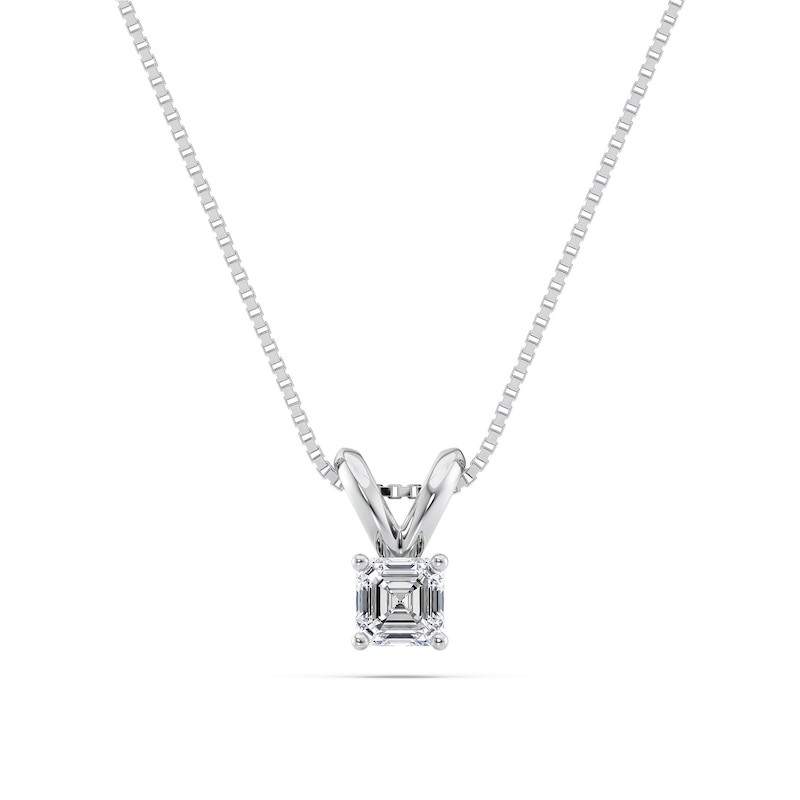 1/4 CT. Certified Asscher-Cut Diamond Solitaire Pendant in Platinum (I/VS2)