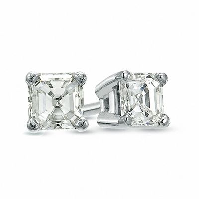 asscher cut diamond stud earrings