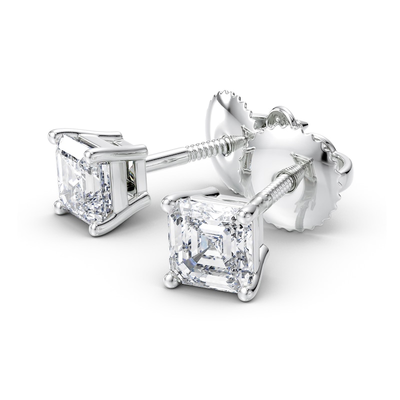 1 CT. T.W. Certified Asscher-Cut Diamond Solitaire Stud Earrings in Platinum (I/VS2)