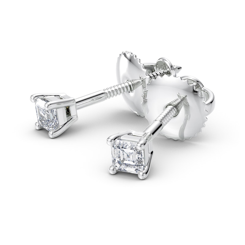 1/4 CT. T.W. Certified Asscher-Cut Diamond Solitaire Stud Earrings in Platinum (I/VS2)