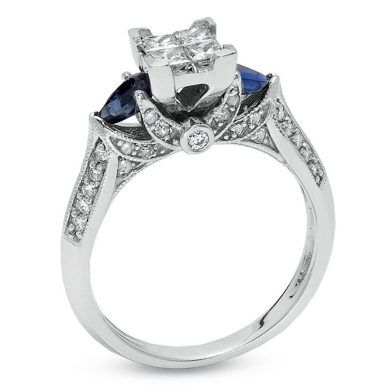 Celine Princess Cut (5.5 mm) Blue Sapphire Womens Solitaire Engagement Ring  0.85 ct 14K White Gold | TriJewels