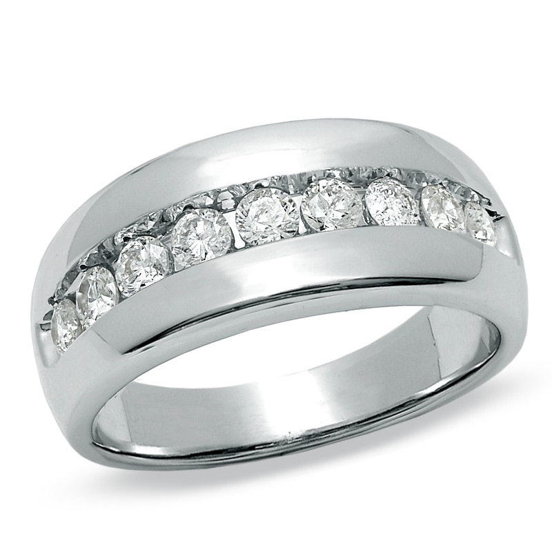 Men's 1 CT. T.W. Diamond Wedding Band in 14K White Gold