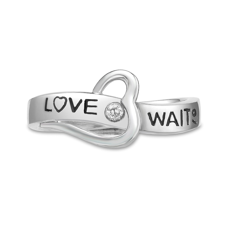 Diamond Accent "LOVE WAITS" Purity Ring in Sterling Silver