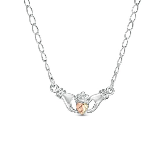 Black Hills Gold Claddagh Necklace in Sterling Silver - 16.75" Black Hills Gold Claddagh Necklace in Sterling Silver - 16.75"