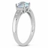 Thumbnail Image 1 of Cushion-Cut Aquamarine and Diamond Engagement Ring in 10K White Gold