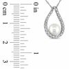 Thumbnail Image 1 of 6.0 - 7.0mm Cultured Freshwater Pearl and 1/8 CT. T.W. Diamond Loop Pendant in 14K White Gold - 17"