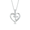 Thumbnail Image 1 of Diamond Accent Heart and Cross Pendant in 10K White Gold