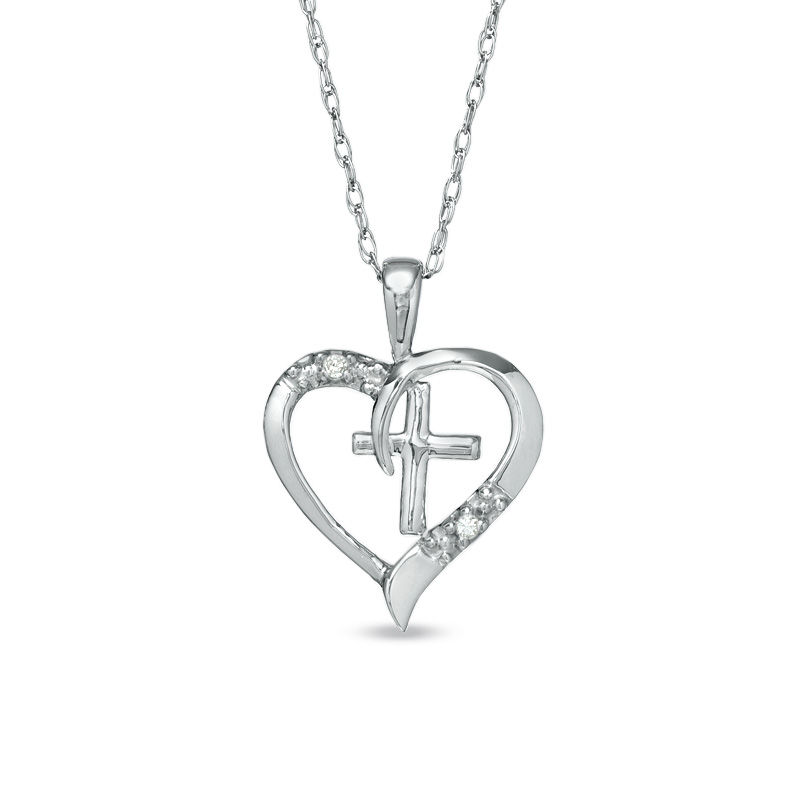 Fao Schwarz Silver Tone Heart And Cross Pendant Necklace And Earring Set :  Target