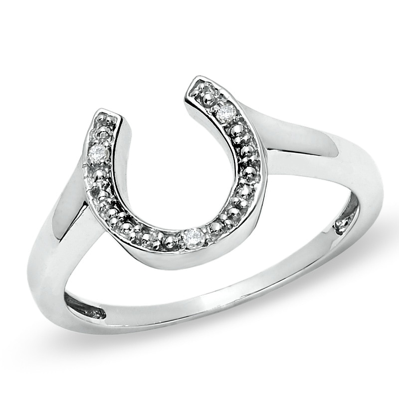 Diamond Accent Horseshoe Ring in 10K White Gold