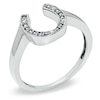 Thumbnail Image 1 of Diamond Accent Horseshoe Ring in 10K White Gold