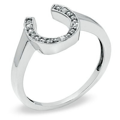 Sterling Silver Heavy Vintage Jewelry CZ Horseshoe Wide Band Ring