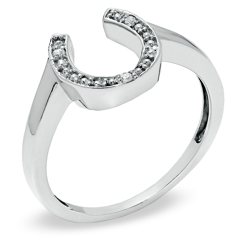 Diamond Accent Horseshoe Ring in 10K White Gold