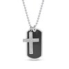 Thumbnail Image 0 of Men's Cross and Dog Tag Pendant with Carbon fiber Inlay in Stainless Steel - 22"