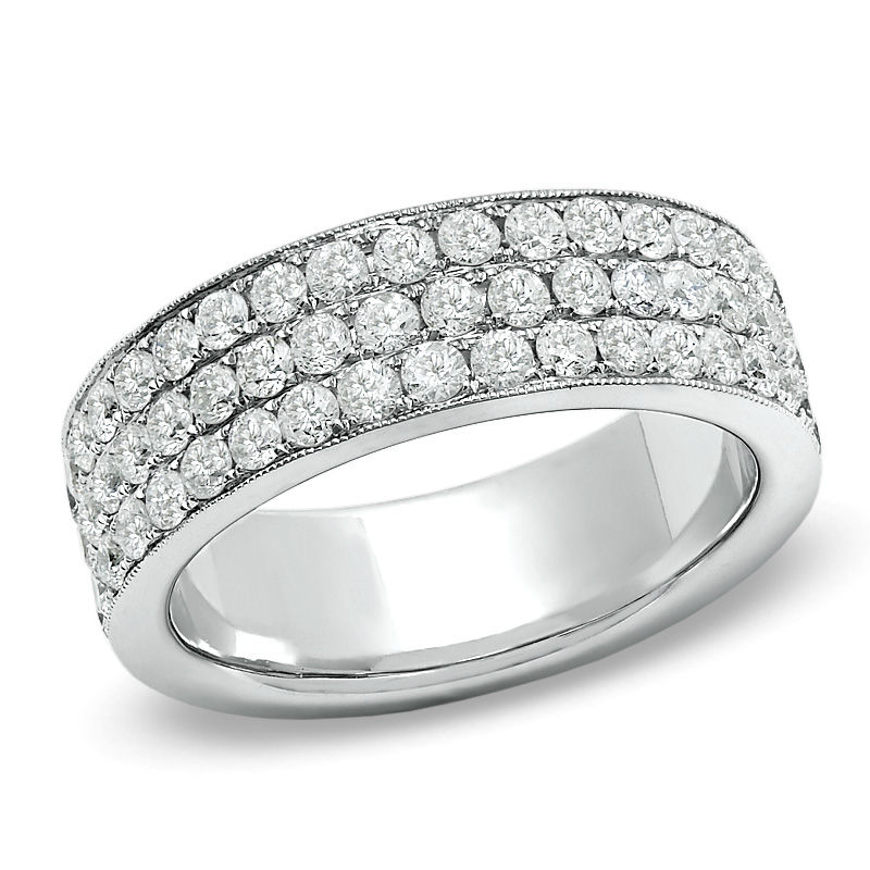 Main Image 1 of 1-1/2 CT. T.W. Diamond Triple Row Anniversary Band in 14K White Gold