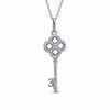 Thumbnail Image 0 of 1/7 CT. T.W. Diamond Clover Key Pendant in Sterling Silver