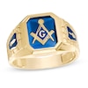 Thumbnail Image 1 of Men's Lab-Created Blue Sapphire Masonic Ring in 10K Gold