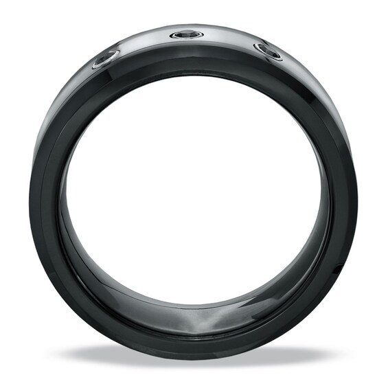 1/10 CT. T.W Black Diamond Tungsten and Ceramic Wedding Band - Size 9
