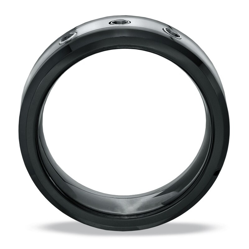 Main Image 2 of 1/10 CT. T.W Black Diamond Tungsten and Ceramic Wedding Band - Size 9