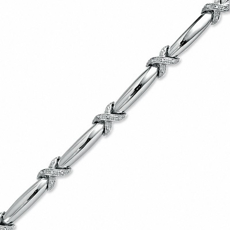 Main Image 1 of 1/4 CT. T.W. Diamond "X" Necklace in Sterling Silver