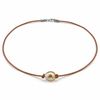 Thumbnail Image 0 of 11.0mm Baroque Golden Cultured South Sea Cultured Pearl Leather Necklace with Sterling Silver Clasp - 17"