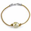 Thumbnail Image 0 of 11.0mm Baroque Golden Cultured South Sea Pearl Leather Bracelet - 7.5"