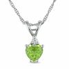 Thumbnail Image 0 of 5.0mm Heart-Shaped Peridot Pendant in 10K White Gold with Diamond Accent - 17"