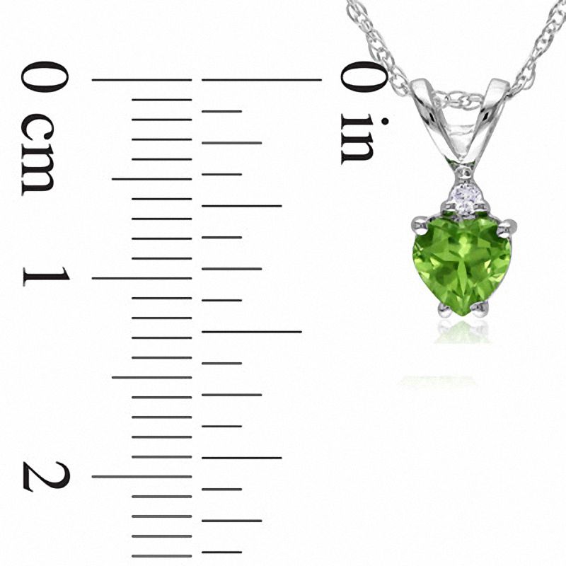 5.0mm Heart-Shaped Peridot Pendant in 10K White Gold with Diamond Accent - 17"