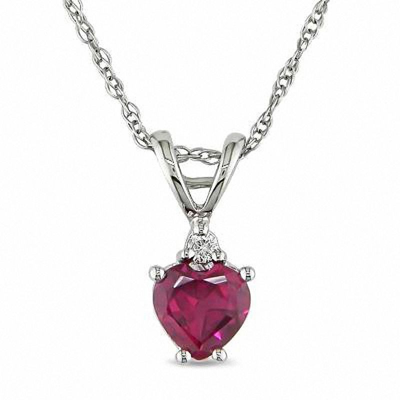 Sterling Silver Diamond Lab Created Red Ruby Pendant Charm Necklace  Birthstone July: 16457890955315 | United Kingdom