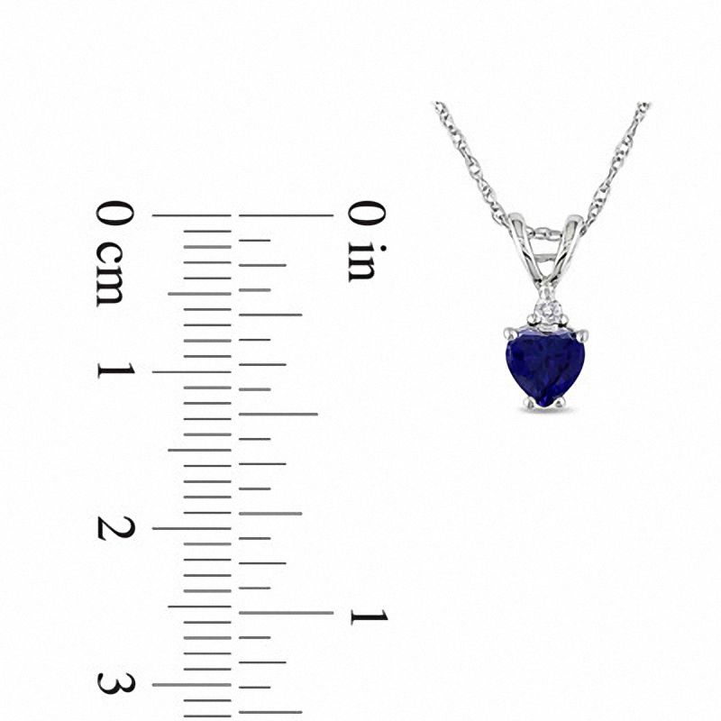 Heart-Shaped Lab-Created Blue Sapphire and Diamond Accent Pendant in ...