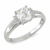 Thumbnail Image 0 of Cushion-Cut White Topaz Engagement Ring with Diamond Accents in 10K White Gold