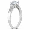 Thumbnail Image 1 of Cushion-Cut White Topaz Engagement Ring with Diamond Accents in 10K White Gold